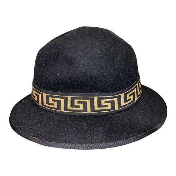 Men Bruno Capelo Hat Australian Wool Pinch Front Fedora Wesley Black Gold - Picture 1 of 12